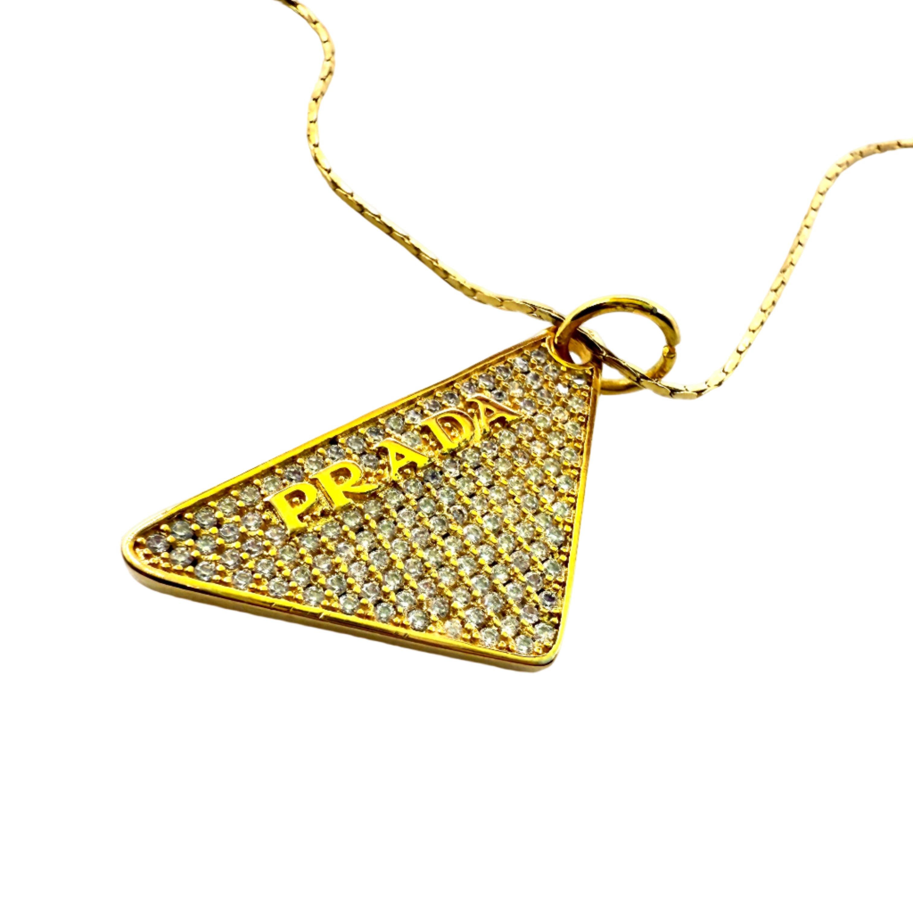 REPURPOSED CHARM GOLD STONE TRIANGLE NECKLACE
