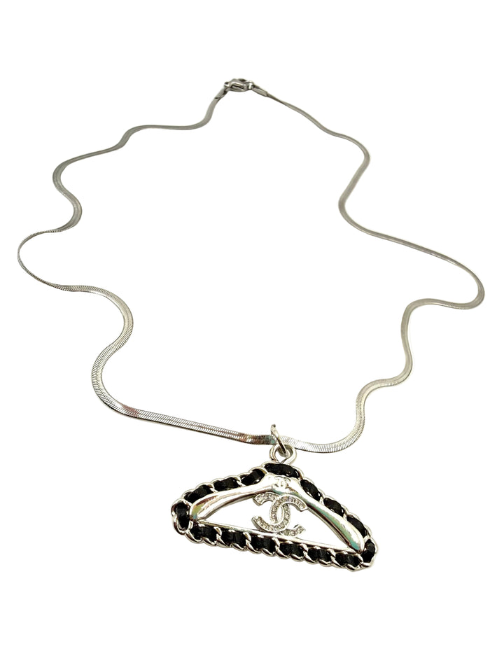 REPURPOSED SILVER HANGER CHARM NECKLAC