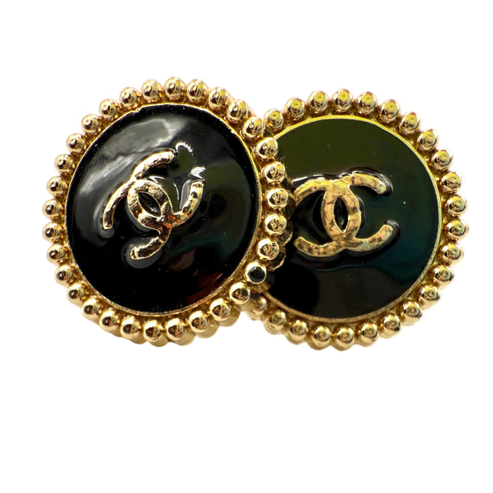 REPURPOSED BUTTON SMALL BLACK EVIE STUDS