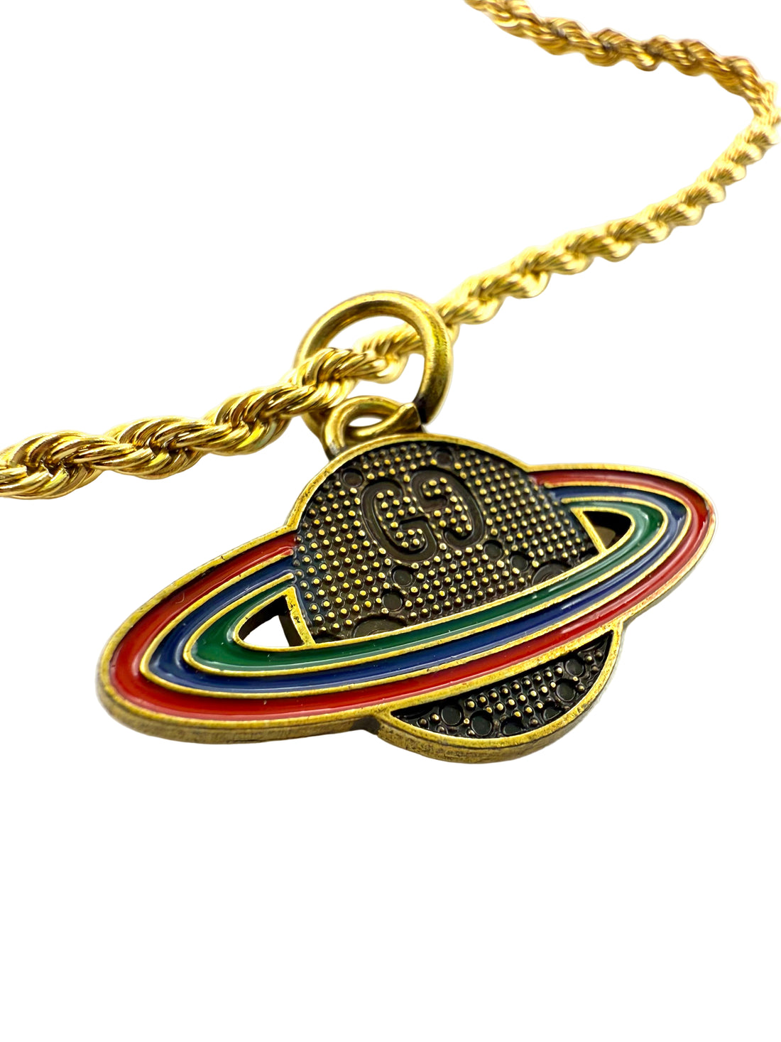 REPURPOSED CHARM SATURN 16”NECKLACE