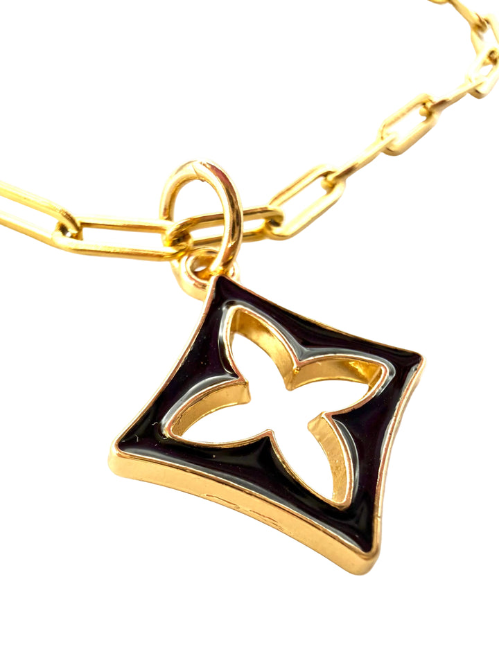 REPURPOSED DIAMON CHARM PAPERCLIP NECKLACE