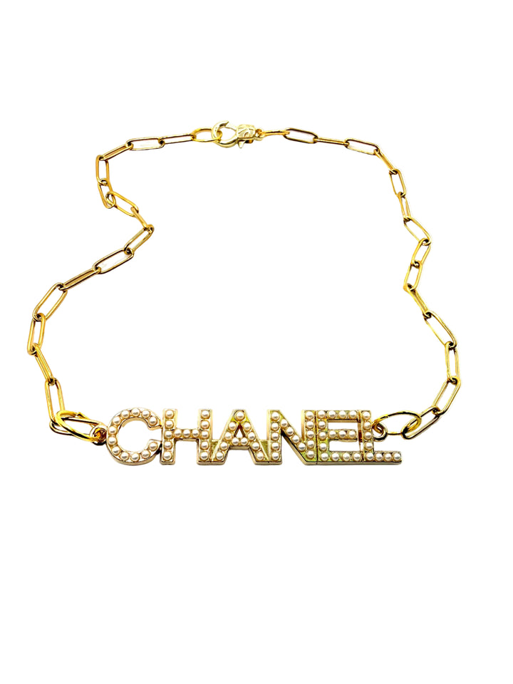 REPURPOSED GOLD/PEARL CHARM CHOKER