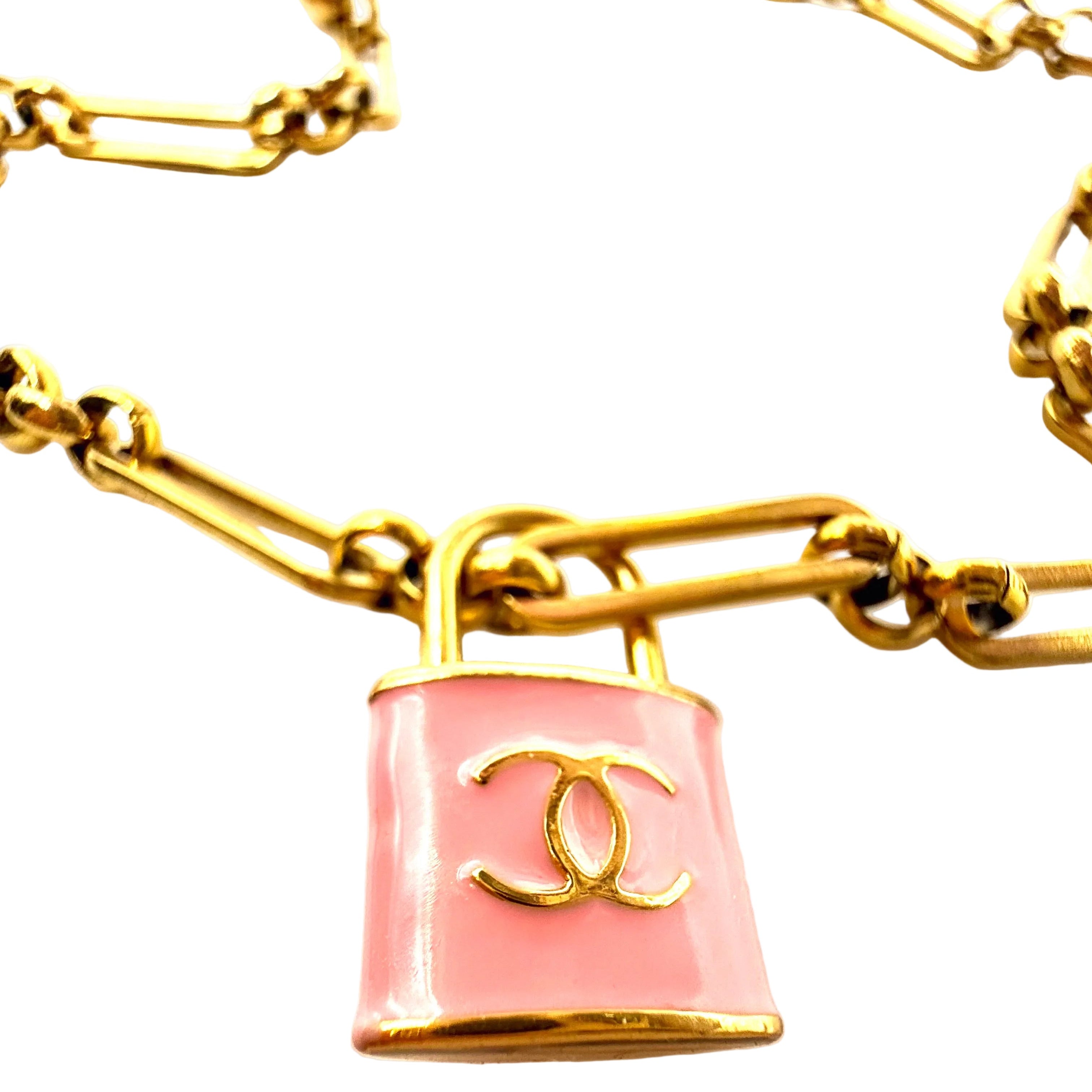 REPURPOSED PINK LOCK NECKLACE