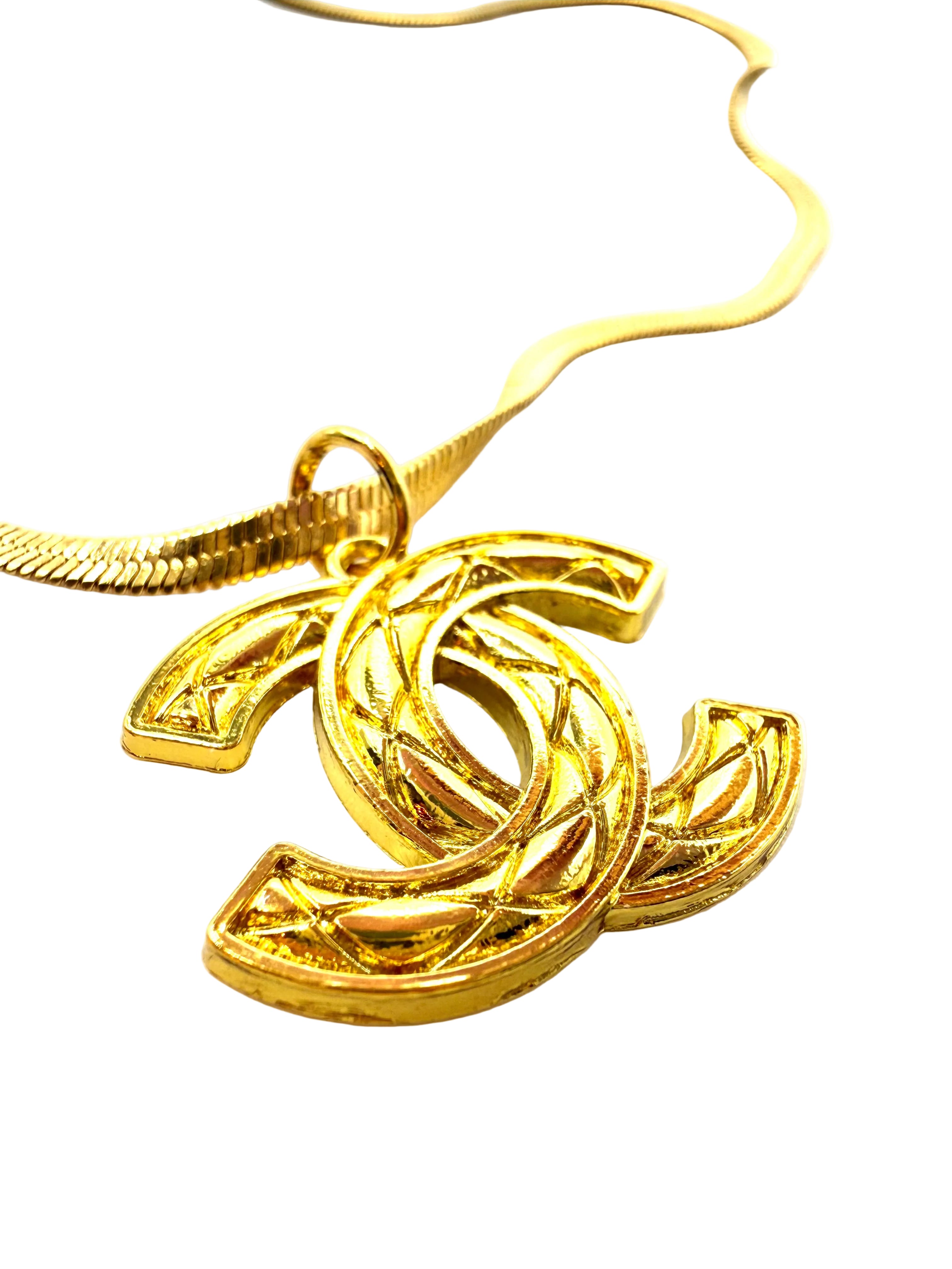 REPURPOSED GOLD CHARM HERRINGBONE NECKLACE