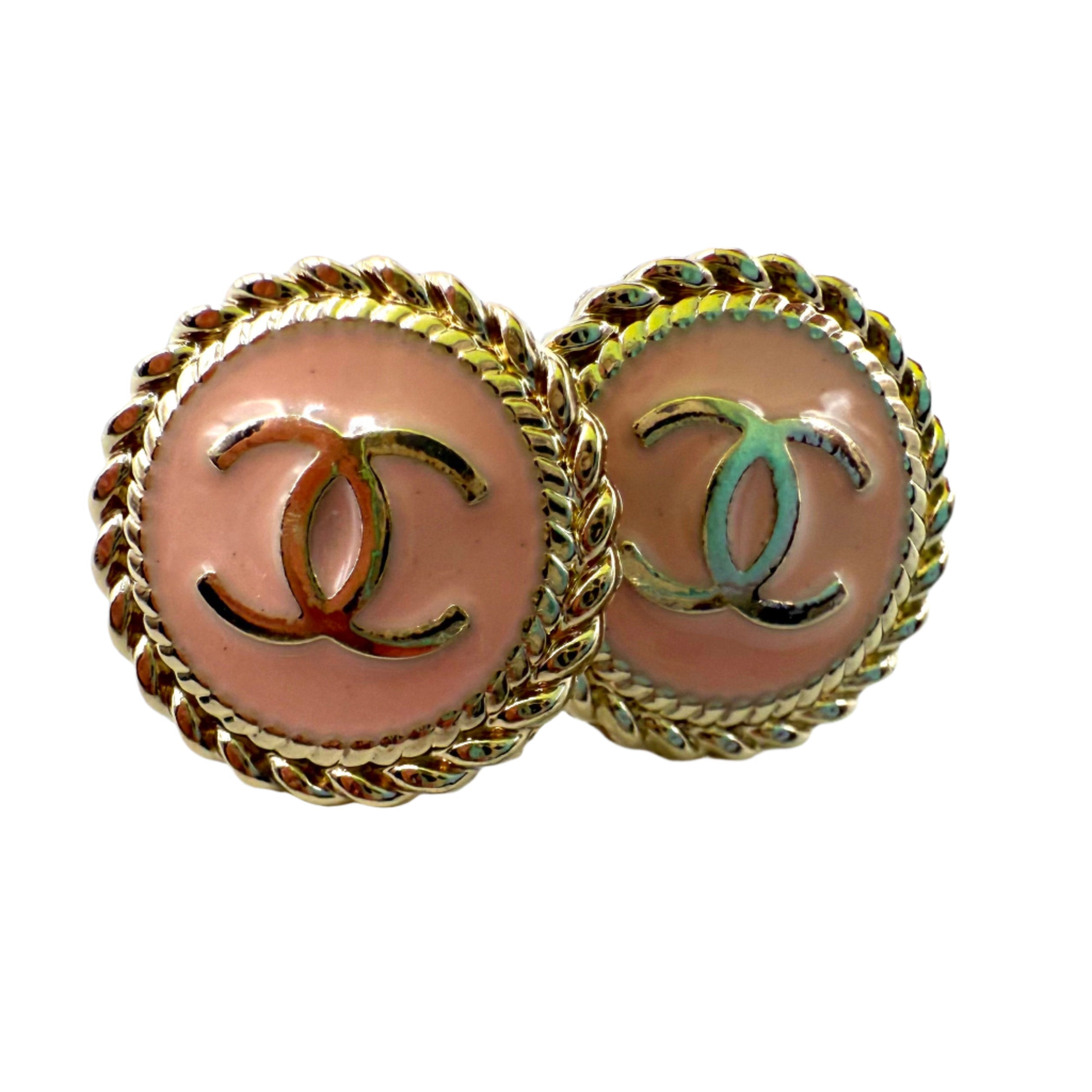 REPURPOSED BUTTON PALE PEACH ANNA STUDS