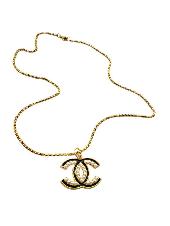 REPURPOSES BLACK PEARL CHARM NECKLACE