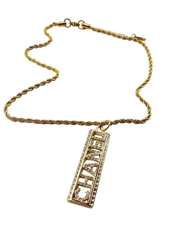 REPURPOSED RECTANGULAR CHARM NECKLACE