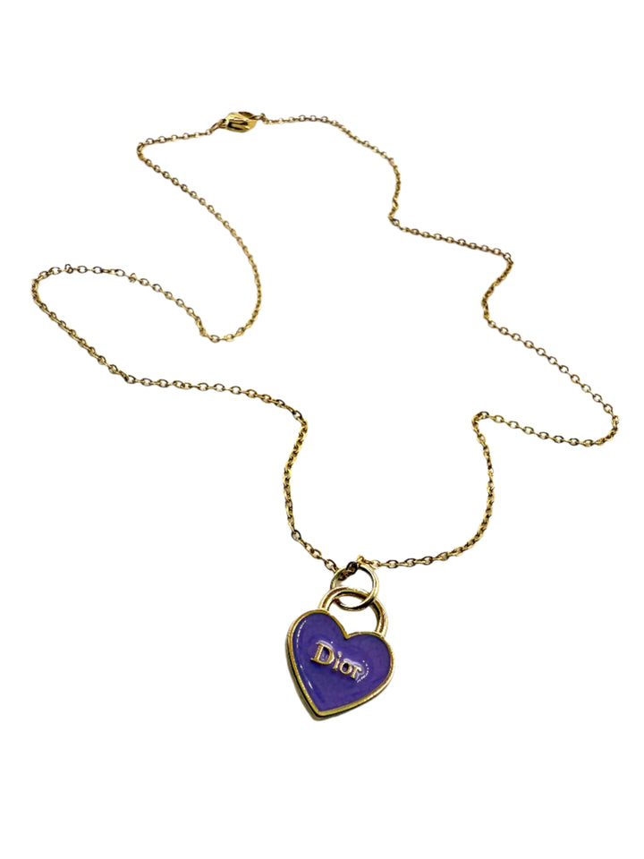 REPURPOSED CHARM PURPLE PETITE HEART NECKLACE