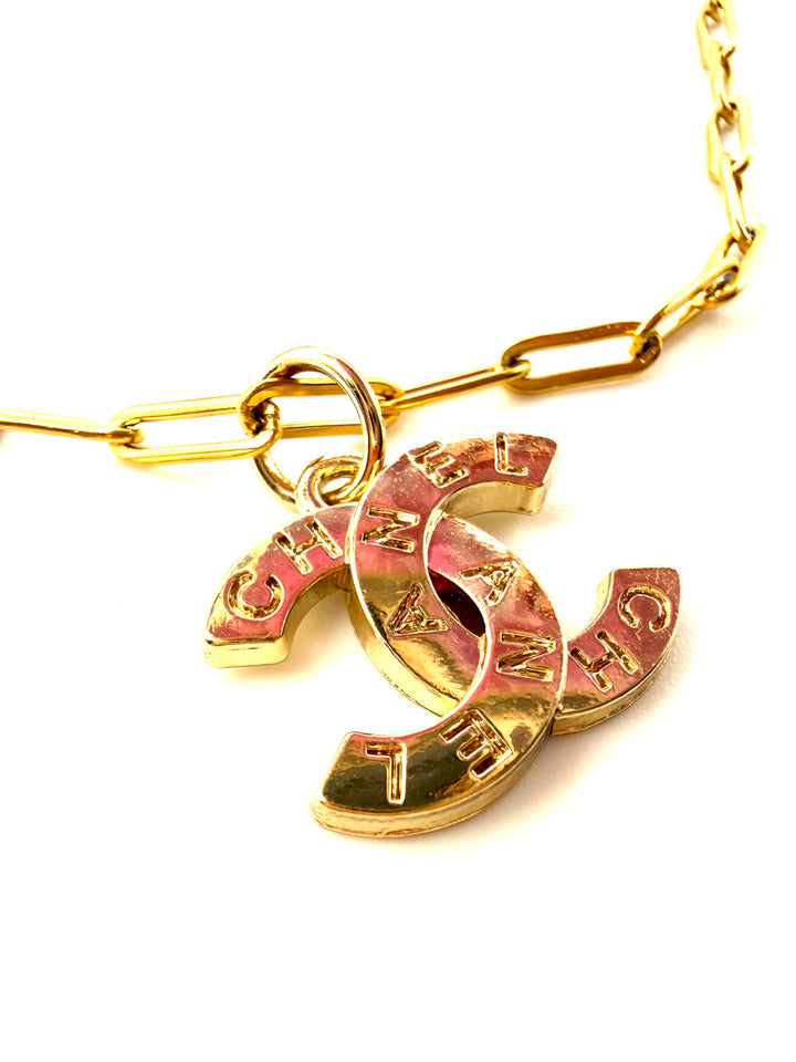 REPURPOSED GOLD CHARM PAPERCLIP NECKLACE
