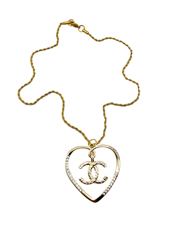 REPURPOSED CHARM LARGE HEART 16” NECKLACE
