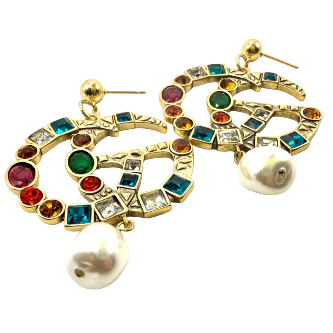 REPURPOSED CHARM RAINBOW PEARL EARRINGS