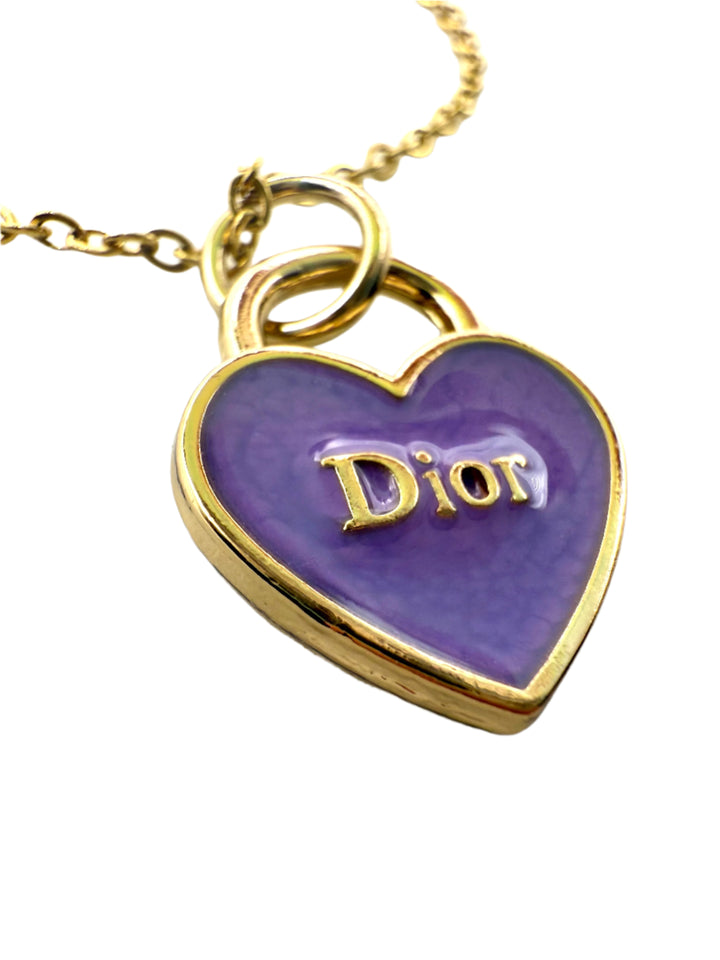REPURPOSED CHARM PURPLE PETITE HEART NECKLACE