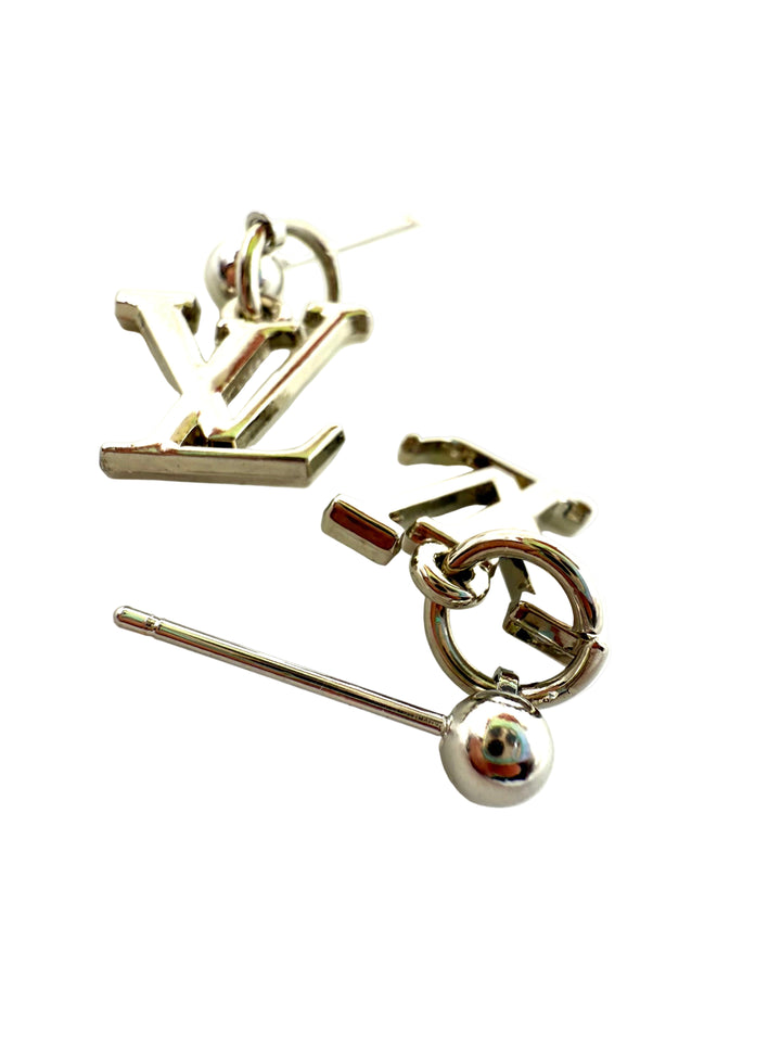 REPURPOSED CHARM SILVER LETTER EARRINGS