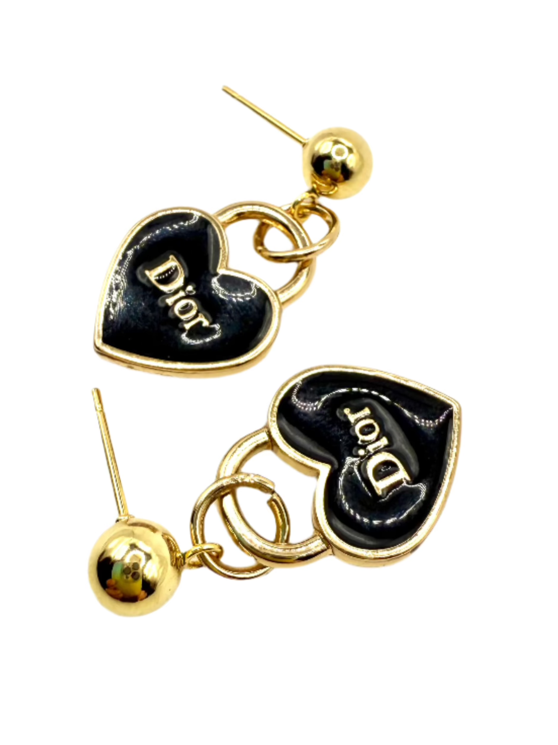 REPURPOSED CHARM BLACK PETITE HEART EARRINGS