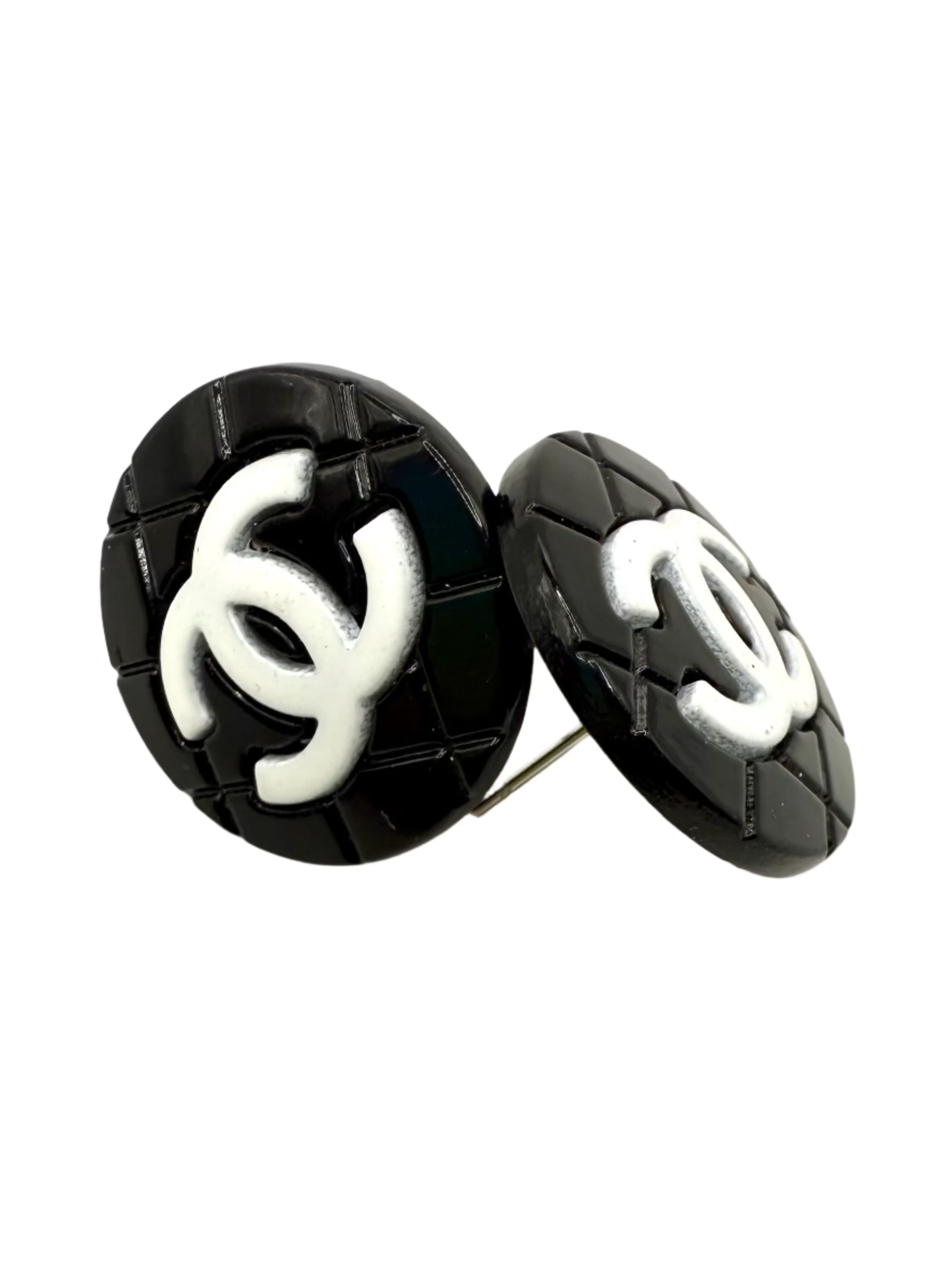 REPURPOSED BUTTON BLACK WHITE ROSIE STUDS