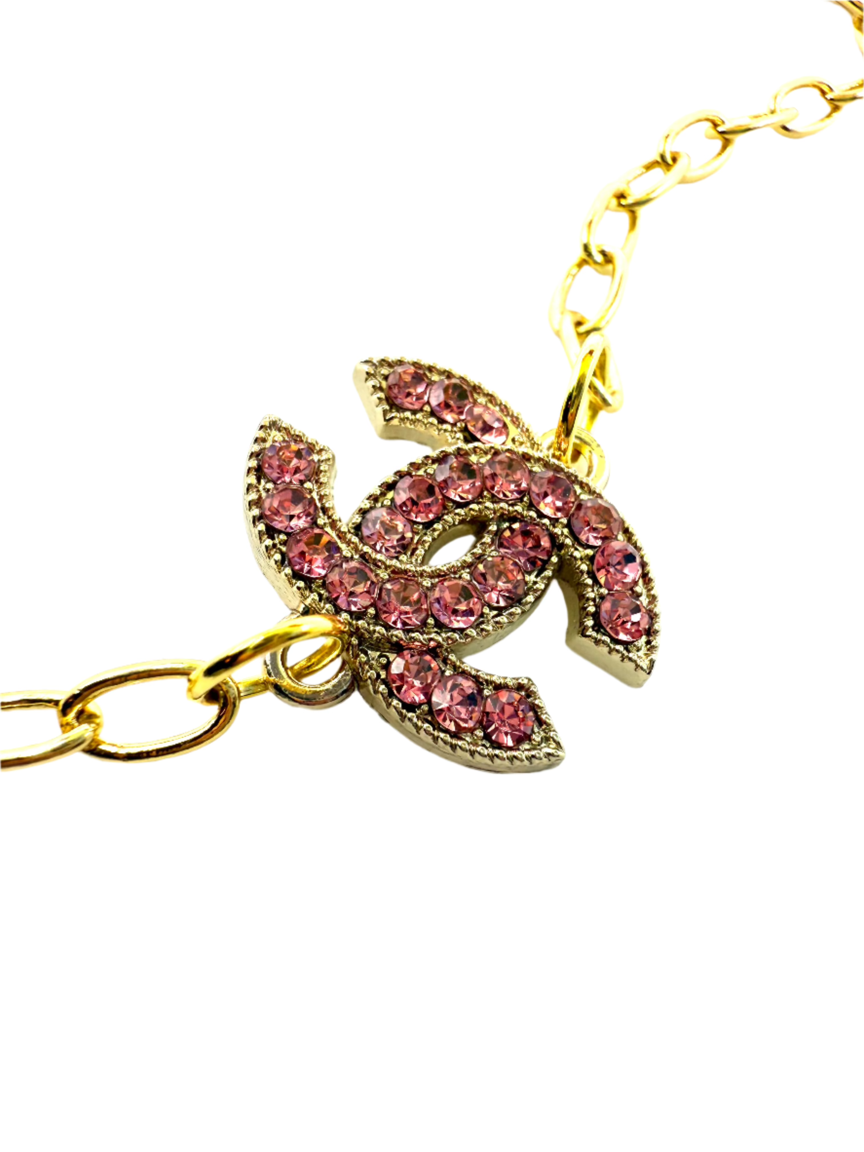 REPURPOSED PINK STONE CHARM CHOKER