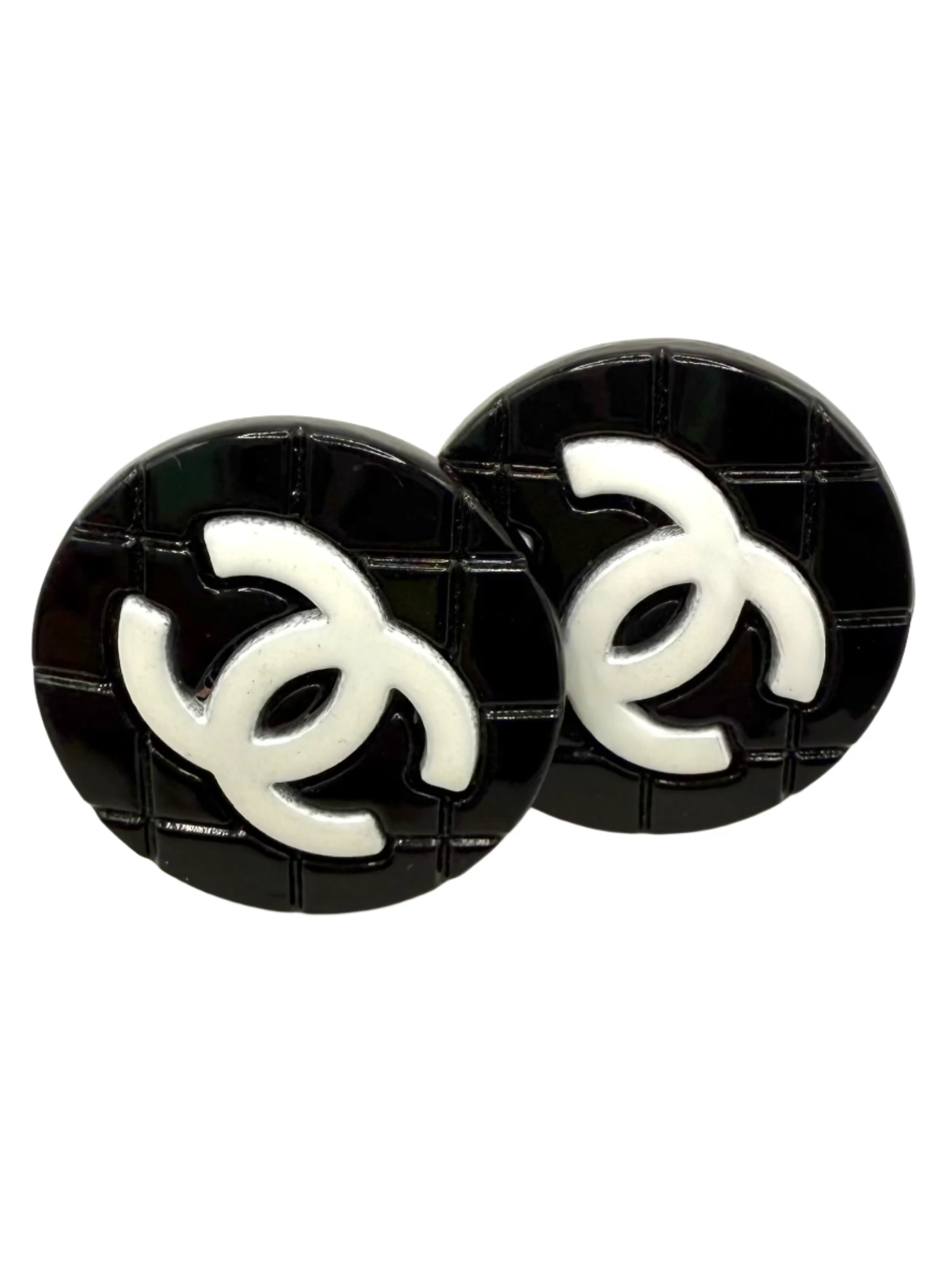REPURPOSED BUTTON BLACK WHITE ROSIE STUDS