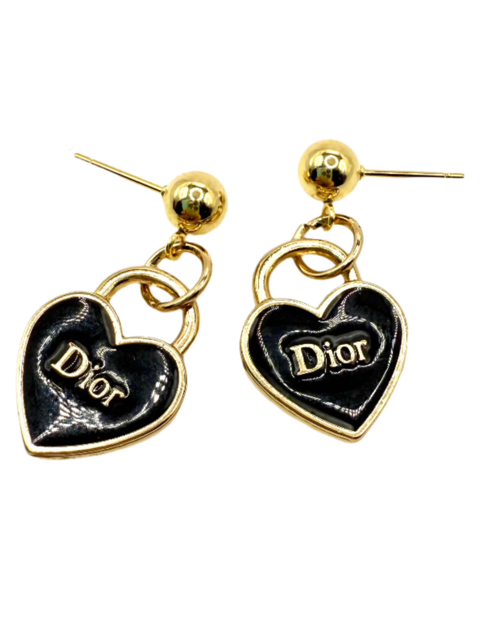 REPURPOSED CHARM BLACK PETITE HEART EARRINGS