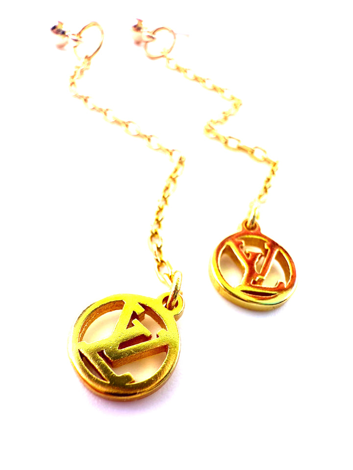 REPURPOSED CHARM LONG CHAIN EARRINGS