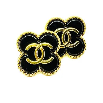 REPURPOSED BUTTON BLACK JULIA STUDS