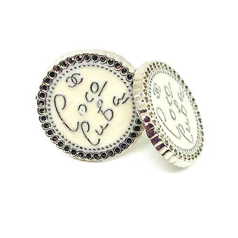 REPURPOSED BUTTON CUBA WHITE STUDS