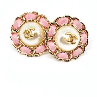 REPURPOSED BUTTON PINK JOEY STUDS