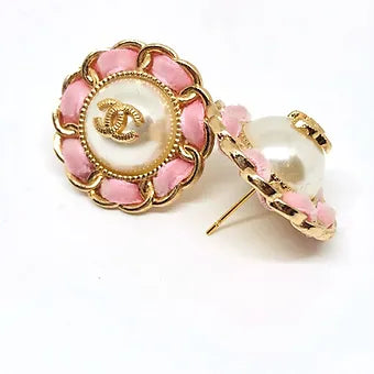 REPURPOSED BUTTON PINK JOEY STUDS
