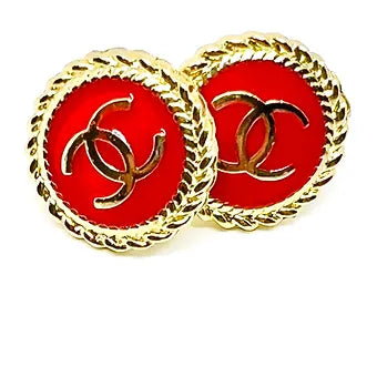 REPURPOSED BUTTON RED ANNA STUDS