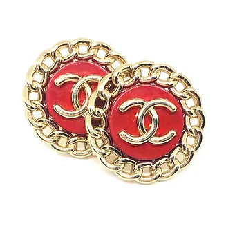 REPURPOSED BUTTON RED REBECCA STUDS