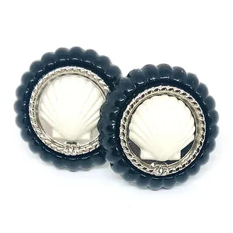 REPURPOSED BUTTON SANDY STUDS LARGE BLACK