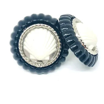 REPURPOSED BUTTON SANDY STUDS LARGE BLACK