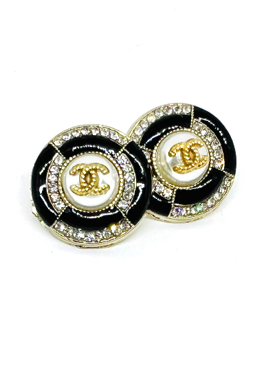 REPURPOSES BUTTON BLACK IRIS STUDS