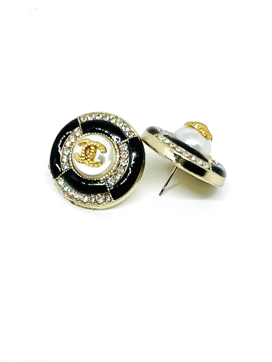 REPURPOSES BUTTON BLACK IRIS STUDS