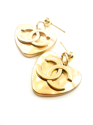 REPURPOSED CHARM GOLD HEART DROP EARRINGS