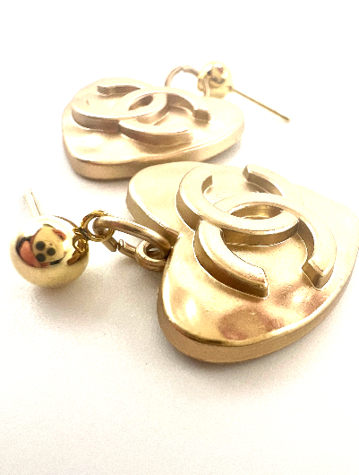 REPURPOSED CHARM GOLD HEART DROP EARRINGS