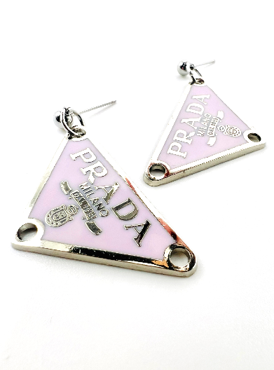 REPURPOSED CHARM PALE PURPLE TRIANGLE EARRINGS