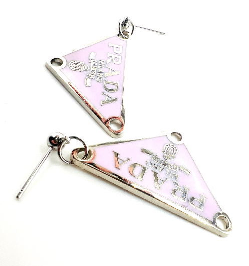 REPURPOSED CHARM PALE PURPLE TRIANGLE EARRINGS