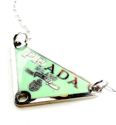 REPURPOSED CHARM LIGHT GREEN TRIANGLE NECKLACE