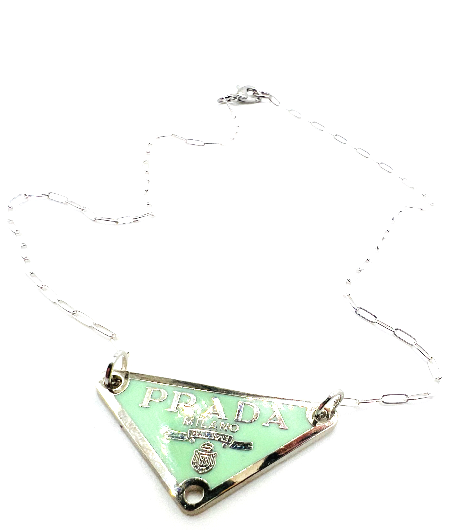 REPURPOSED CHARM LIGHT GREEN TRIANGLE NECKLACE