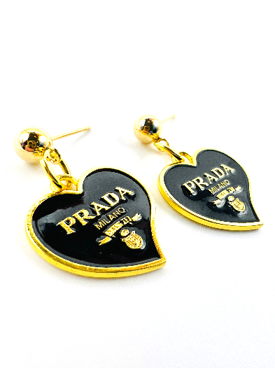 REPURPOSED CHARM BLACK HEART EARRINGS