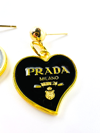 REPURPOSED CHARM BLACK HEART EARRINGS