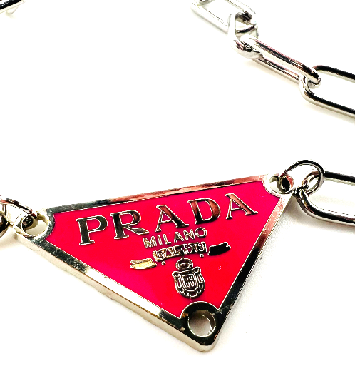 REPURPOSED CHARM PINK TRIANGLE NECKLACE