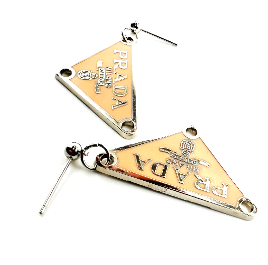 REPURPOSED CHARM PALE PEACH TRIANGLE EARRINGS