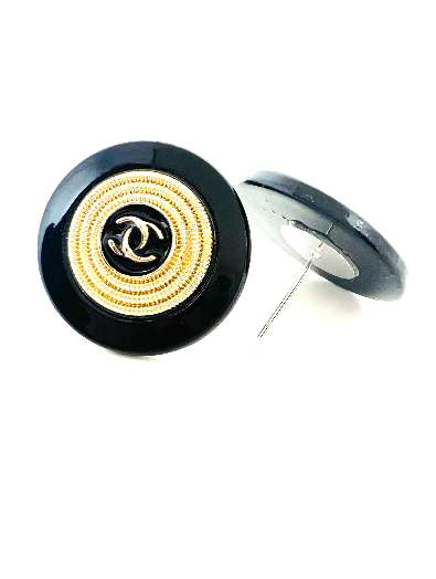 REPURPOSED BUTTON BLACK LAYLA STUDS