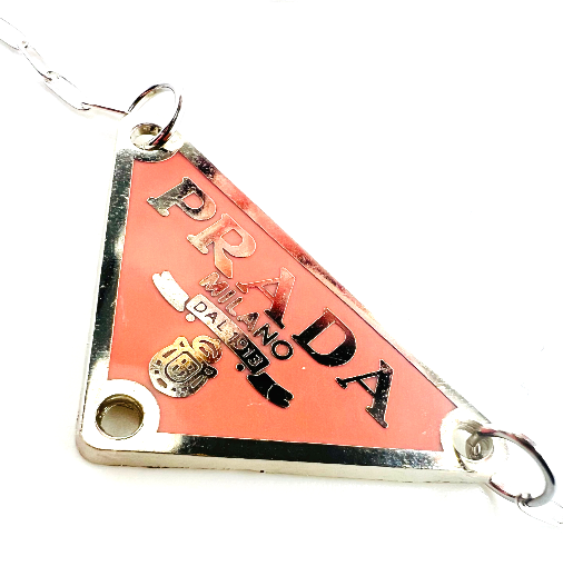 REPURPOSED CHARM PEACHY PINK TRIANGLE NECKLACE