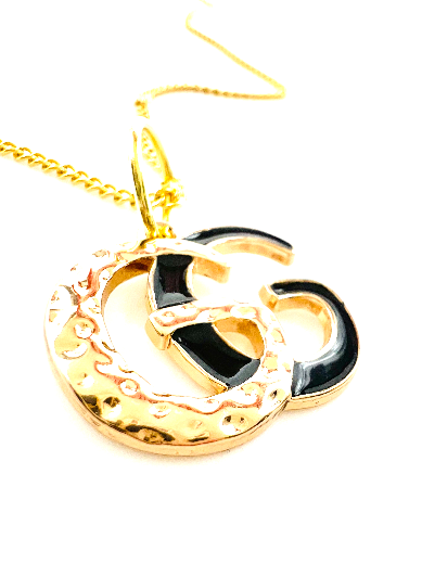 REPURPOSED CHARM GOLD/BLACK LETTER NECKLACE