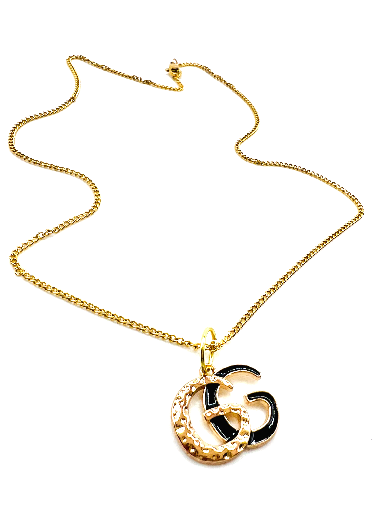 REPURPOSED CHARM GOLD/BLACK LETTER NECKLACE