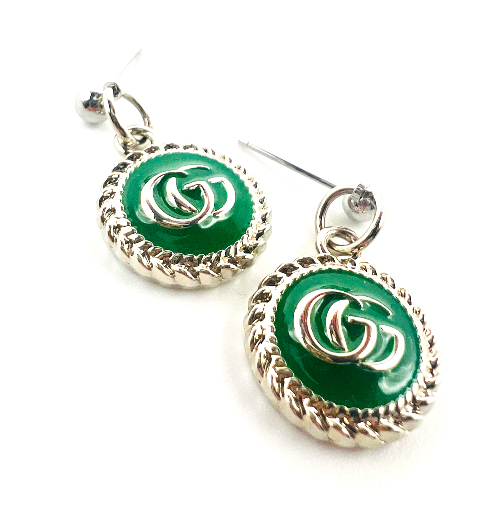 REPURPOSED CHARM GREEN CIRCLE EARRINGS