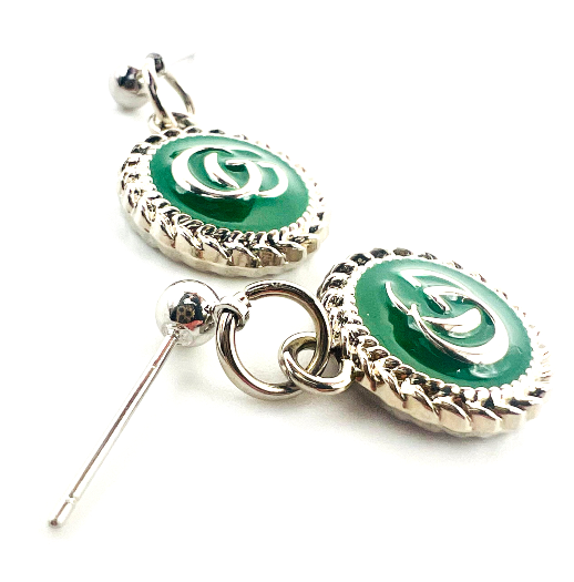 REPURPOSED CHARM GREEN CIRCLE EARRINGS