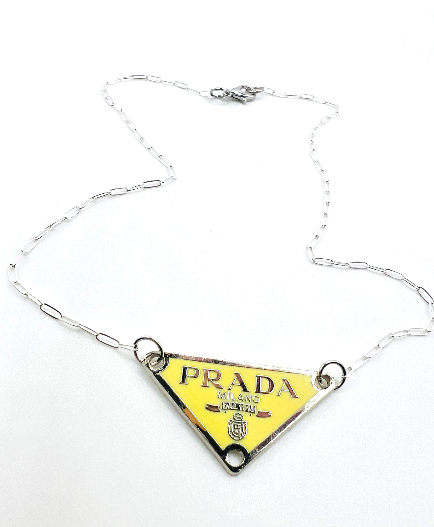 REPURPOSED CHARM YELLOW TRIANGLE NECKLACE